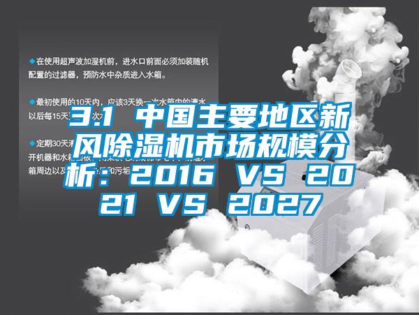 3.1 中國主要地區(qū)新風(fēng)除濕機市場規(guī)模分析：2016 VS 2021 VS 2027